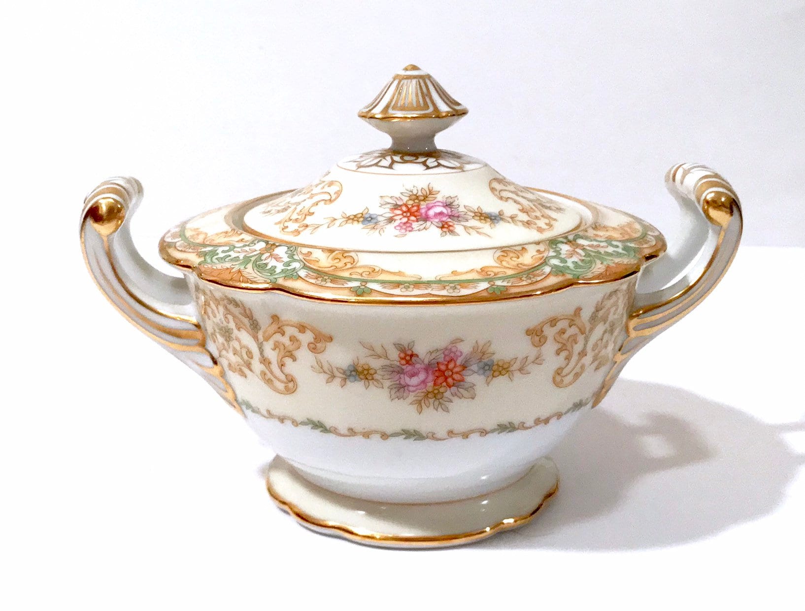 Vintage Czechoslovakia Porcelain Apple Box Tureen Jam Jar Art Deco Sugar Bowl