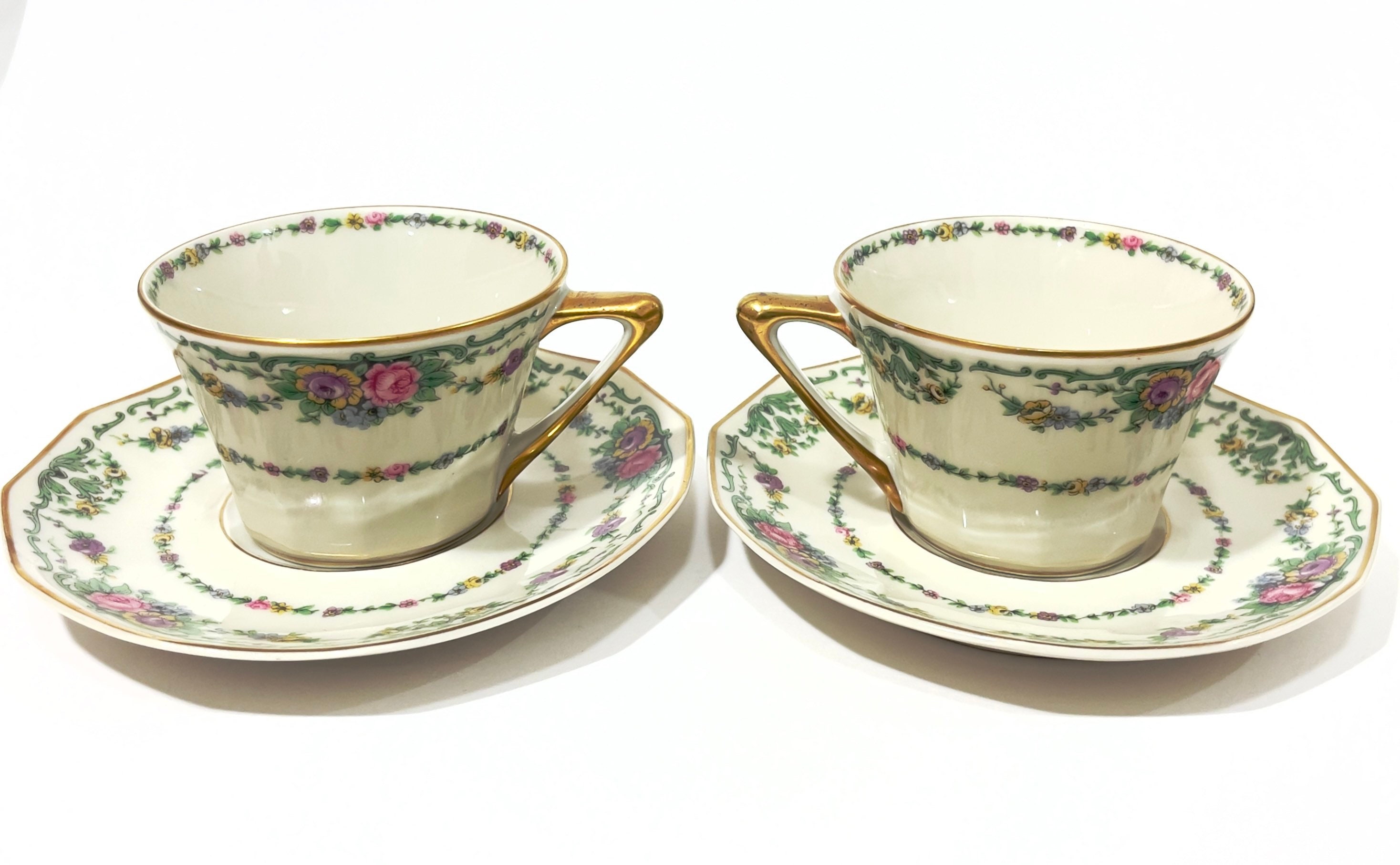 Antique Limoges Tea Cup and Saucer Pair Haviland France Hand Etsy