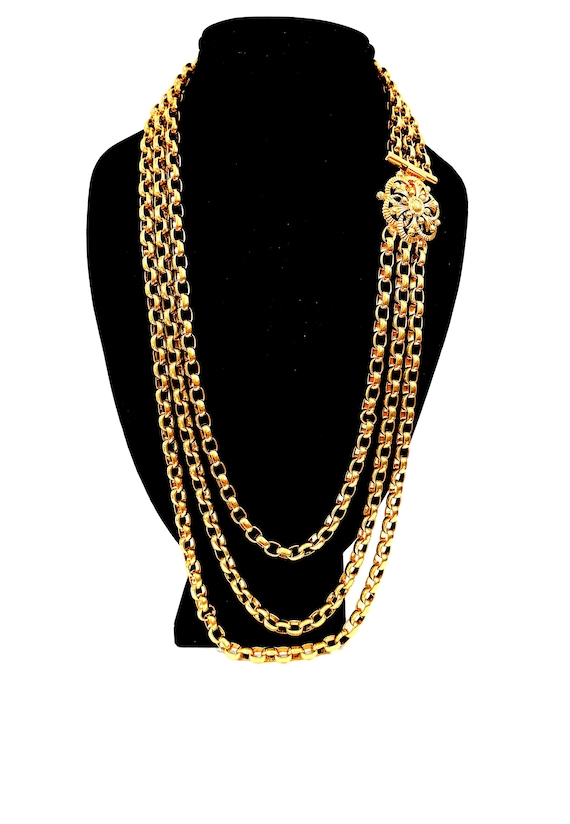 Nina Ricci Necklace Triple Strand Rolo Link Chains