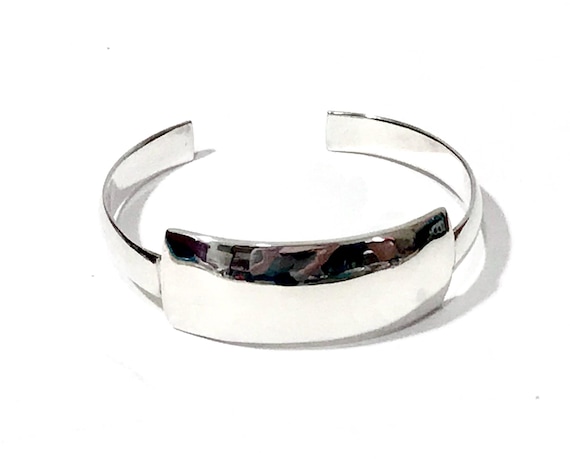 Solid Sterling Silver Wide Engraveable Cuff Brace… - image 6