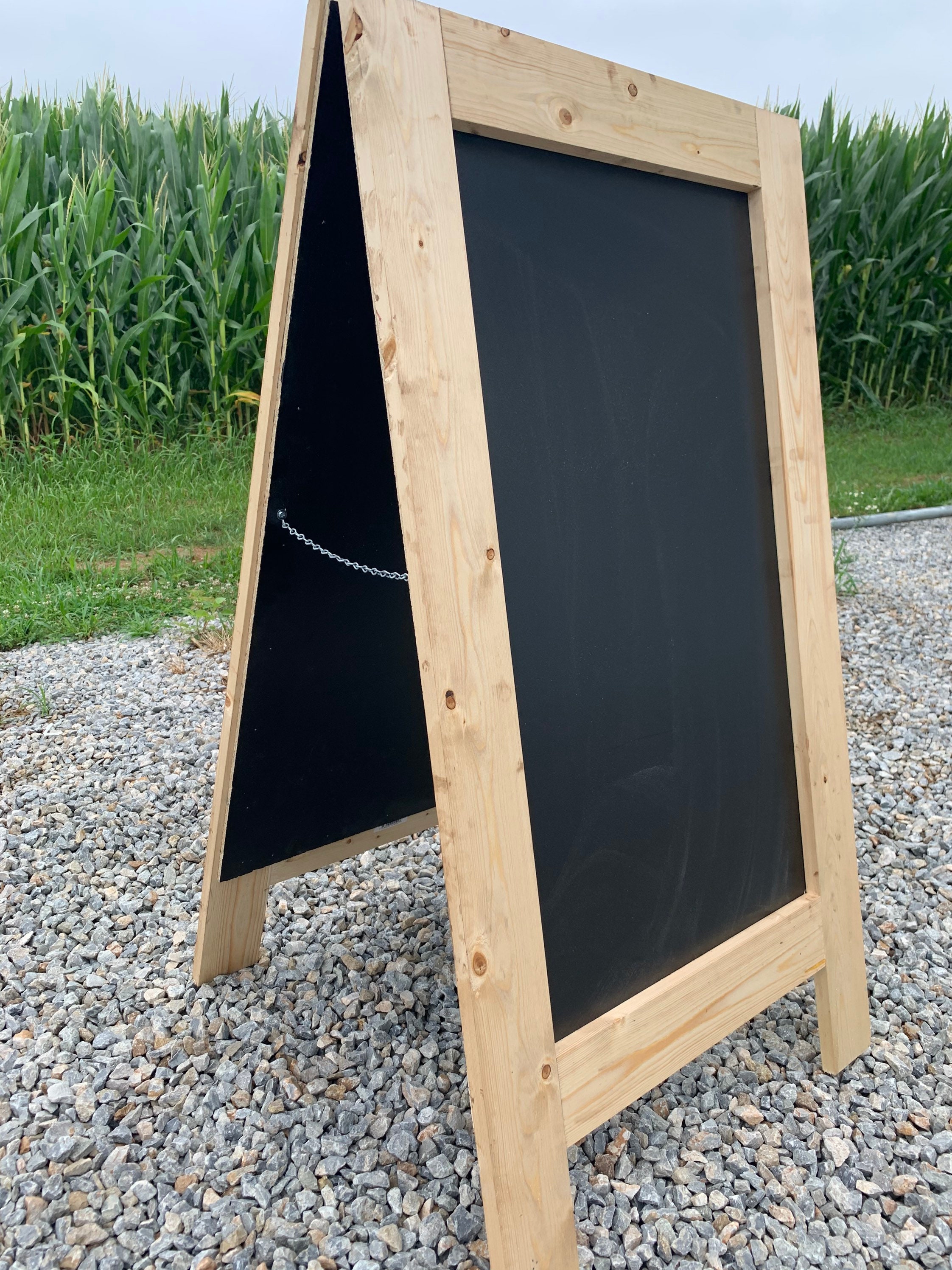 Double Sided Wood A-Frame Blackboard Heavy Duty Sidewalk Chalkboard Easel  Signs