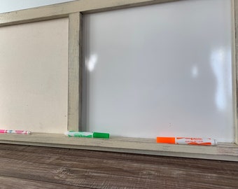 Dual dry erase bulletin board, combination cork board, white board, pin board. You pick the color.