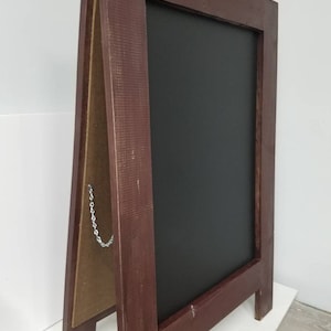 A-frame easel, sandwich chalkboard. Kona brown, distressed rustic finish. Double sided sidewalk sign. Indoor and outdoor use.