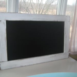 Rustic white chalk board. Distressed, extra large chalkboard. Farmhouse framed marker board.