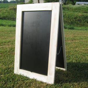 Extra large sidewalk chalkboard built to last rustic white standing easel sandwich chalk double sided A-frame wedding sign