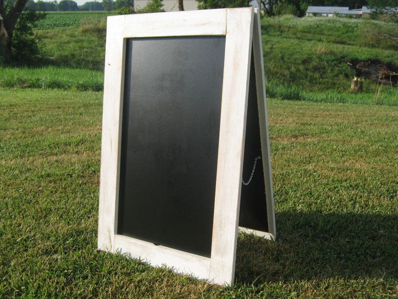 Extra Large Standing Sidewalk Chalkboard Rustic White Xl Easel Image 0