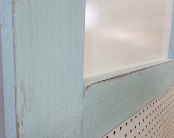 Large dry erase board. Serenity blue chalk paint, white board. Rustic distressed whiteboard, farmhouse.