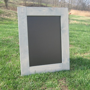 Framed hanging chalkboard sign.  Ready to ship, driftwood finish.  Chalk board 16x20".  Rustic farmhouse.