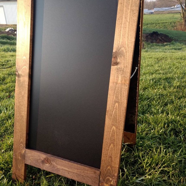 Extra large sandwich chalkboard. Built to last, A-frame easel. Double sided chalk board, blackboard. You pick the color.