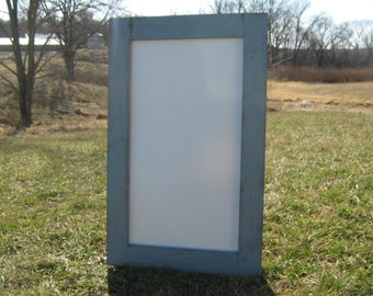 Rustic winter grey dry erase board. Distressed white board, home office. Whiteboard, message center.