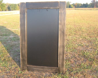 Rustic black finish hanging chalkboard. Distressed chalk board menu message center. Black board, extra large 38"x25".