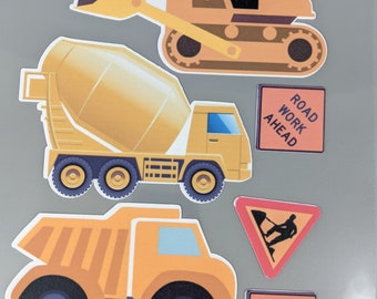 Construction Vehicles Edible Cake Toppers: Dump Truck, Bulldozer