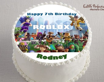 Roblox Edible Cake Topper Etsy - roblox personalised rectangle edible birthday cake topper