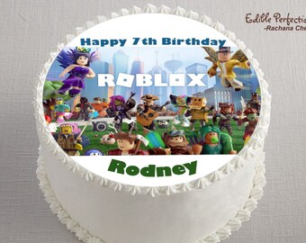 Roblox Edible Cake Topper Etsy - roblox personalised rectangle edible birthday cake topper