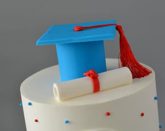 Navy Fondant Graduation Cake Topper
