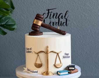 Lawyer Judge cake toppers -Fondant gavel- Law Graduation Cake topper