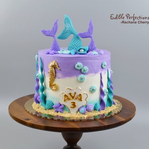 Mermaid cake toppers set, Under sea cake toppers, Mermaid cake decoration, Fondant mermaid cake toppers, Mermaid sea theme birthday party
