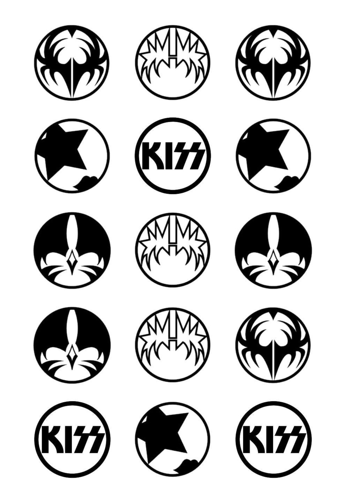 Kiss band themed edible cupcake cake topper frosting sheet Etsy