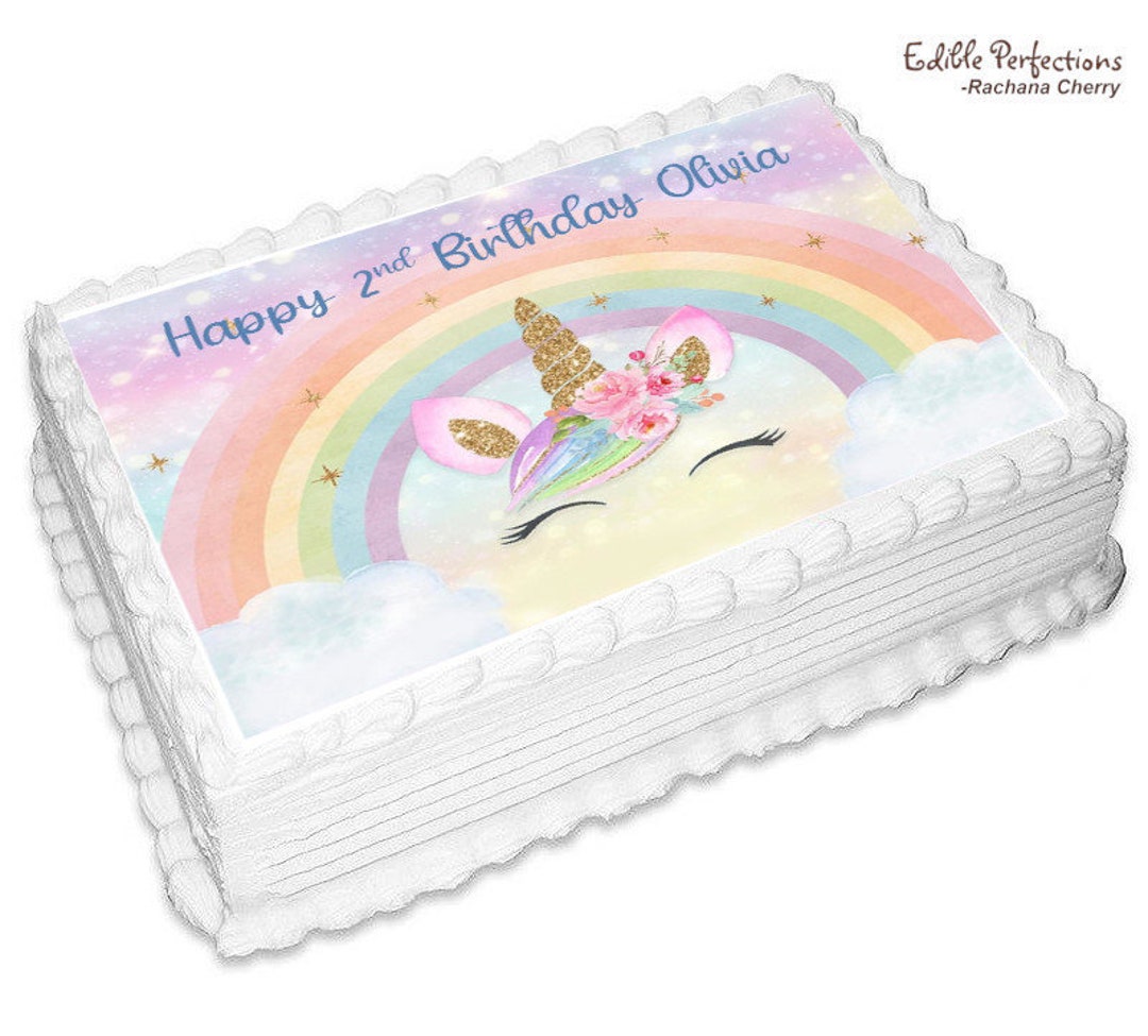 Unicorn Edible Image Cake Topper - Etsy