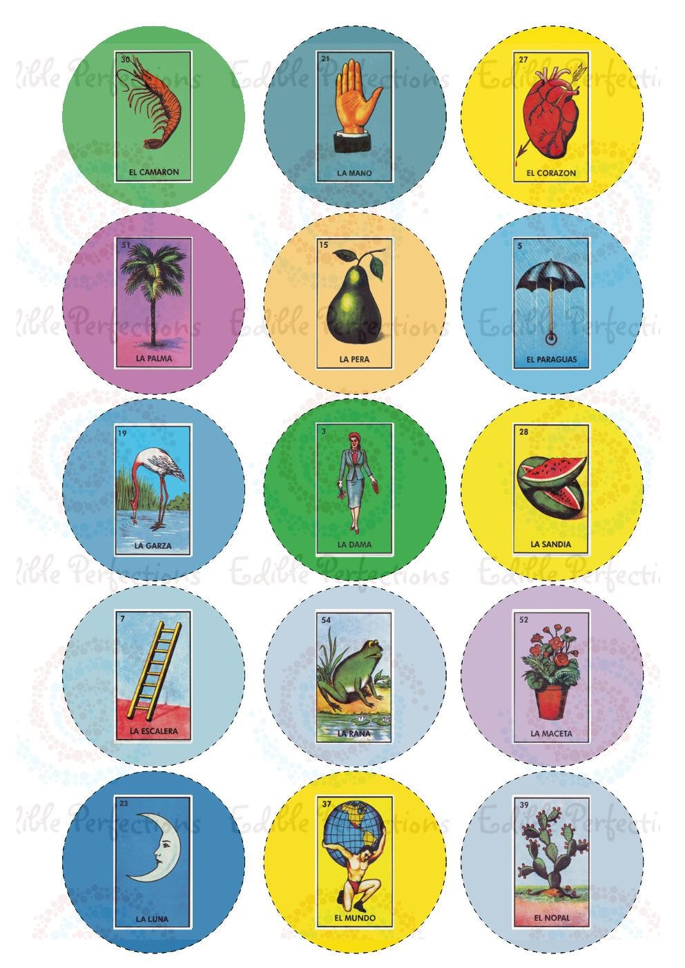 Loteria Mexicana Edible Imagen Cupcake Topper Etsy