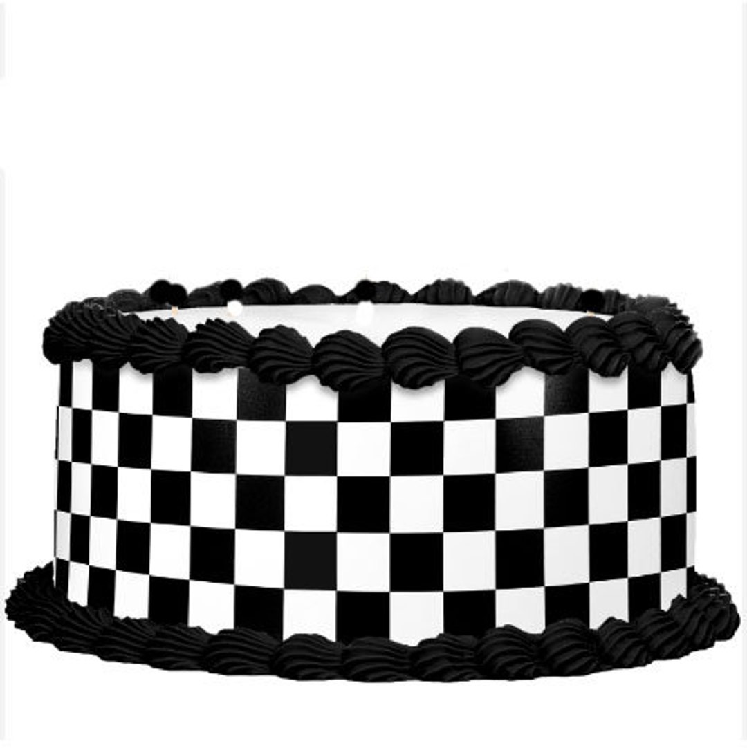 Black and White Checkered Print Edible Image, Checkered Print Edible