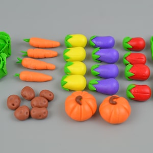 Fondant vegetables cake and cupcake toppers