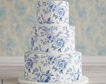 Vintage French Floral Toile edible image wrap, Premium Quality Sheet