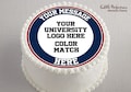 Custom University Logo Edible Cake Topper: Graduation cake image
