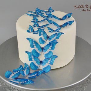 Precut Edible Wafer paper Blue and black butterfly, Precut Edible Butterfly, Wafer Paper butterflies, Butterfly cake Toppers