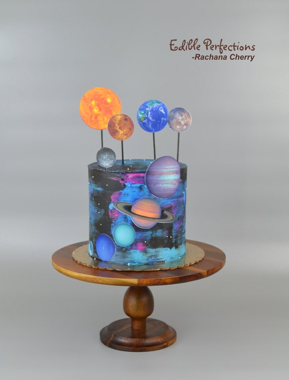 Happy Birthday Outer Space Planet Rocket Stars Edible Cake Topper Imag – A  Birthday Place