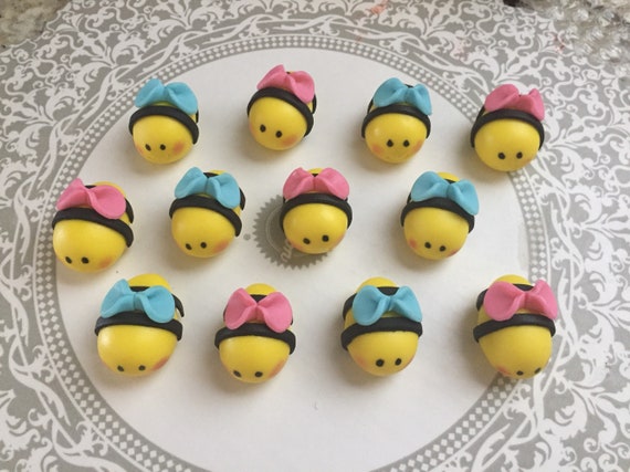 12 Edible Bumble Bee Cake Topper Fondant Set Etsy