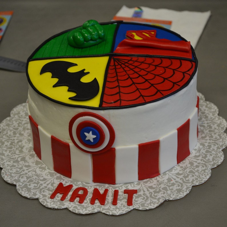 Superhero Cake Topper Set Superhero Fondant Cake Set Etsy
