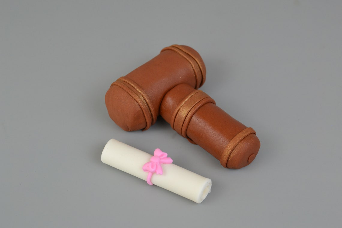 Fondant Gavel Cake Topper Law school Graduation Judge Etsy