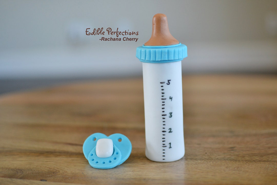 Fondant Baby Bottle and Pacifier Cake Toppers Set