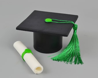 Fondant Graduation Cap, Diploma Cake Topper: Silk Tassel & Diploma