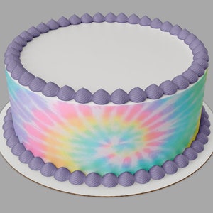 Tie and Die Edible Image strip, Tie die Cake Wrap Around, Edible image