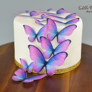 Precut Edible Wafer paper blue and purple butterfly, Precut Edible purple Butterfly, Wafer Paper butterflies, Butterfly cake Toppers