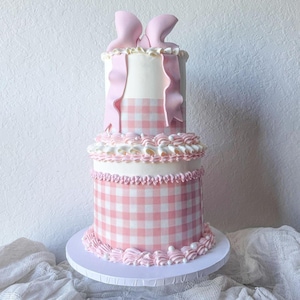 Pink Gingham edible image wrap, Pink checkers image, Premium Quality Sheet