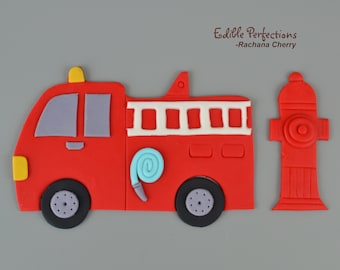 Fondant Fire Truck Cake Topper: Edible Fire Hydrant Decoration