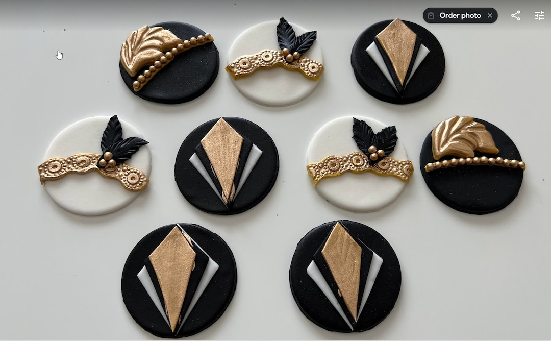 1920s Theme Cupcake Topper, Black and Gold Cupcake Toppers, Great ...