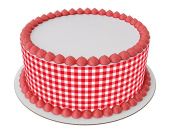 Red Gigham edible image wrap, Red and white checkers image, Premium Quality Sheet