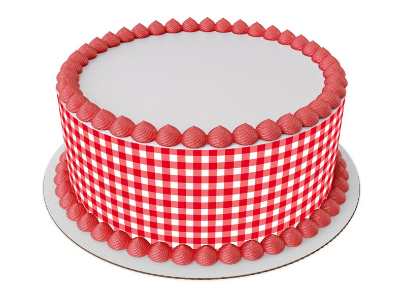 Red Gigham Edible Image Wrap, Red and White Checkers Image, Premium ...