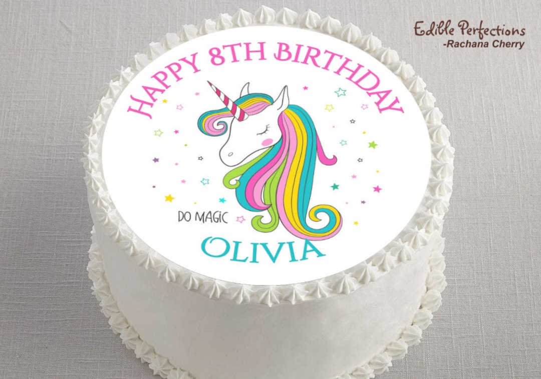 Unicorn Edible Image Cake Topper - Etsy