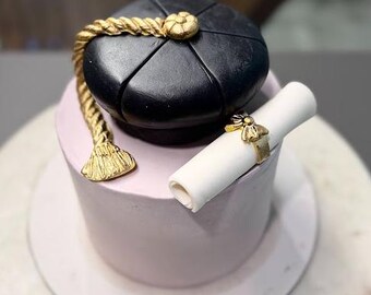 Fondant Doctoral Graduation Cap, PhD graduation cap, Diploma Cake Topper