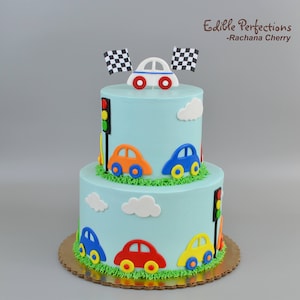 Fondant Cars Theme Cake toppers Set, Car Theme cake, Car cake decoration, Cars cake toppers
