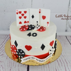 Poker Cake Toppers: Casino Theme Cards & Chips
