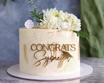 Customized Congrats Graduation Cake topper, Congrats Name, Acrylic Cake topper