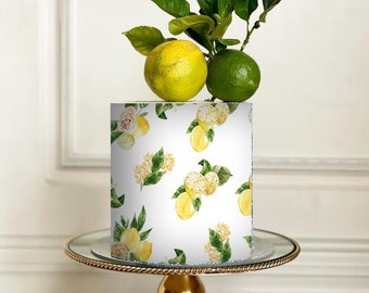 Lemons Positano Italy Pattern Edible Image Sheet Cake Topper or Wrap Around, Premium Quality Sheet