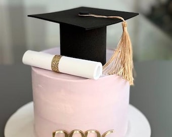 Graduation cap and Diploma cake topper, Graduation 2026 cake topper