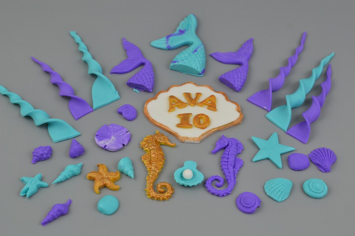 Mermaid Cake Topper Set - 19PCS Under The Sea Decorations For Birthday & Baby Shower